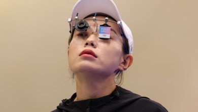 CHATEAUROUX, FRANCE - JULY 28: Kim Yeji of Team Republic of Korea prepares to shoot during the Women's 10m Air Pistol Final on day two of the Olympic Games Paris 2024 at Chateauroux Shooting Centre on July 28, 2024 in Chateauroux, France. (Photo by Charle