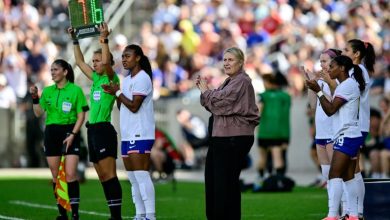 COMMERCE CITY, CO - JUNE 01: United States head coach Emma Hayes looks on as she makes a substitution during a match between the U.S. Women's National Soccer Team and Korea Republic on June 1, 2024 at Dick's Sporting Goods Park in Commerce City, Colorado.