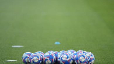 MARSEILLE, FRANCE - JULY 31: Soccer balls lay on the field before the Women's group B match between Australia and the United States during the Olympic Games Paris 2024 at Stade de Marseille on July 31, 2024 in Marseille, France. (Photo by John Todd/ISI/Ge