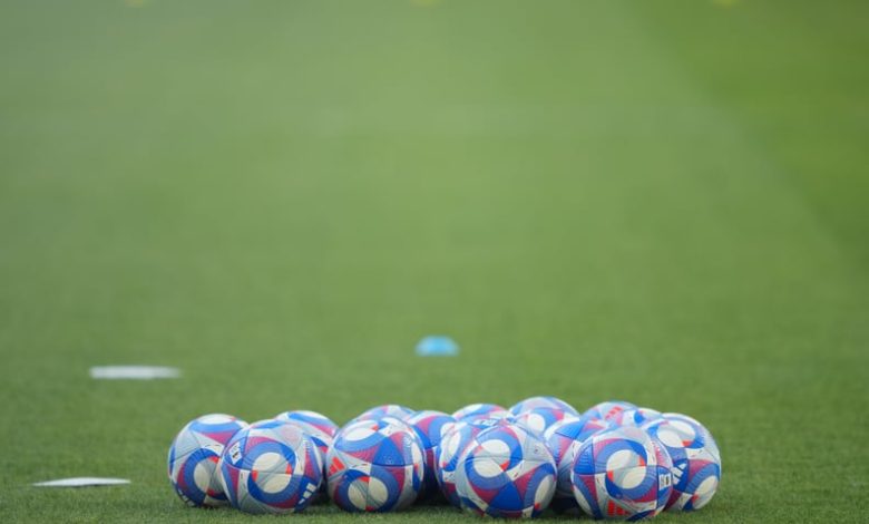 MARSEILLE, FRANCE - JULY 31: Soccer balls lay on the field before the Women's group B match between Australia and the United States during the Olympic Games Paris 2024 at Stade de Marseille on July 31, 2024 in Marseille, France. (Photo by John Todd/ISI/Ge