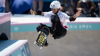 PARIS, FRANCE - AUGUST 06: Zheng Haohao of Team China competes during the Skateboarding - Women's Park Prelims on day eleven of the Paris 2024 Olympic Games at La Concorde on August 6, 2024 in Paris, France. (Photo by Yao Yingkang/Zhejiang Daily Press Gro