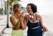 Two happy women in sportswear enjoying the benefits of exercise.
