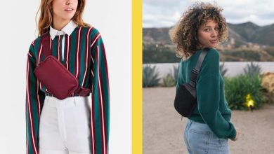 Collage of two women wearing Amazon's Telena belt bag.