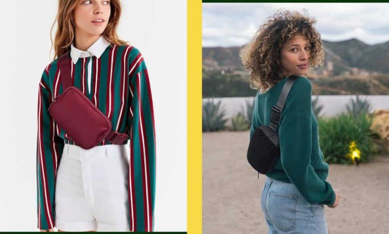 Collage of two women wearing Amazon's Telena belt bag.